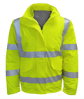Alder Hydra Flex Bomber Jacket hi-vis with heat-applied reflective tape concealed hood taped stitched welded seams