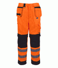 Craftsman Combat Trouser Orange Tall Leg with Cordura reinforced knees and hem reflective tape elasticated side waist multiple tool pockets