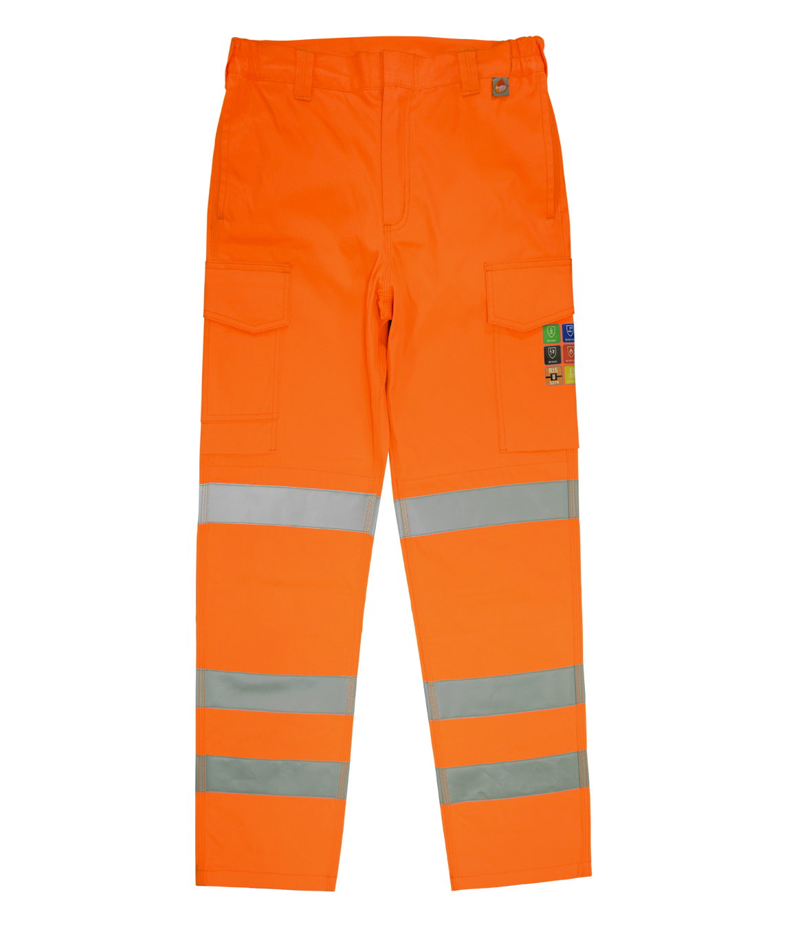 SURGE FR ARC short-leg trousers hi-vis orange with triple reflective leg tape bottom-loading knee pad pockets 6 pockets EN-certified