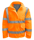 Yew Hydra Flex Bomber Jacket high-visibility with heat-applied reflective tape concealed hood two-way zip