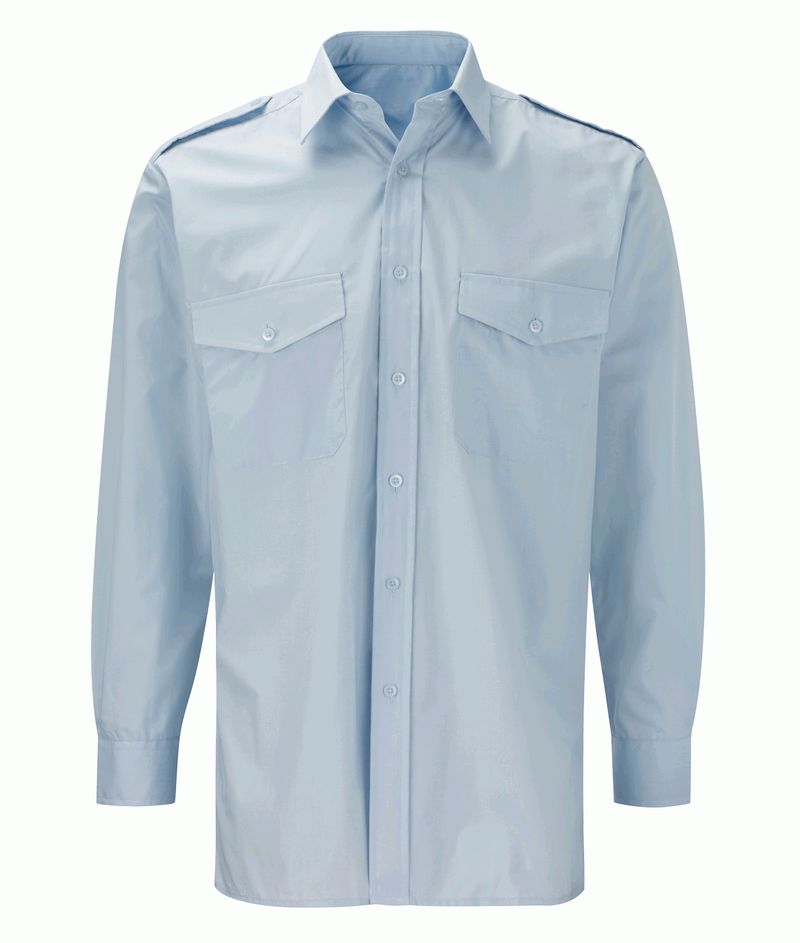 Men's Pilot Shirt long sleeve 65% polyester 35% cotton with shoulder epaulettes and two button flap pockets