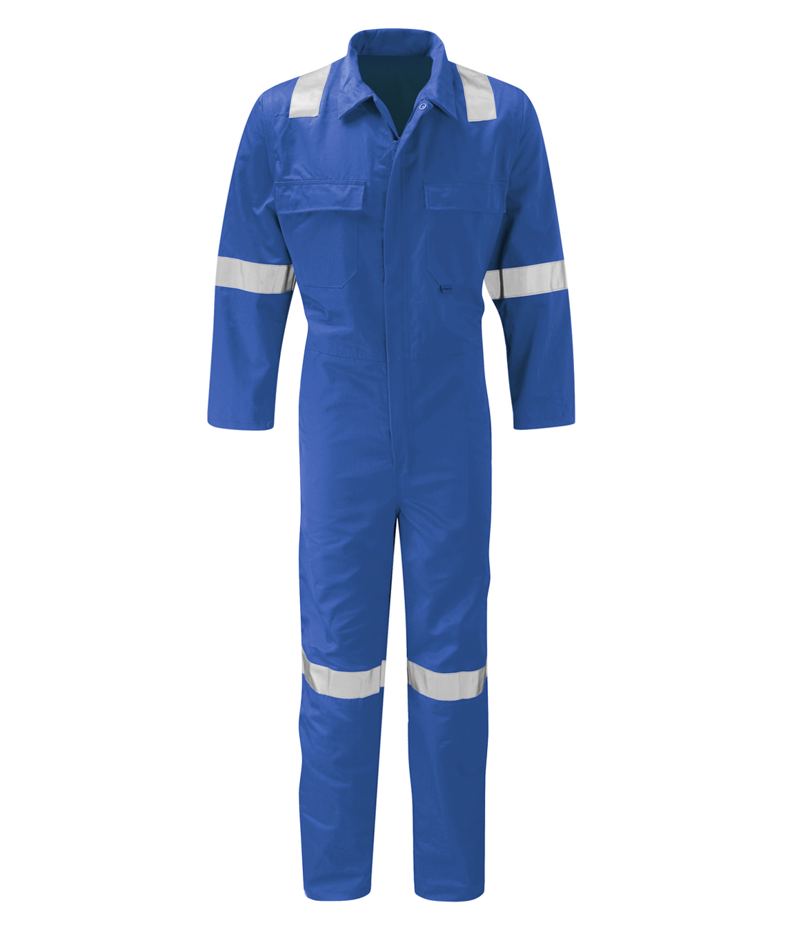 FUEGO Pyrovatex Coverall Tall Leg navy with concealed front fastening action back and hi-vis flame-resistant tape