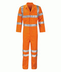 Apollo Hi Vis Coverall Tall Leg with zip front cover flap reflective tape side access and internal knee pad pockets 80/20 polycotton