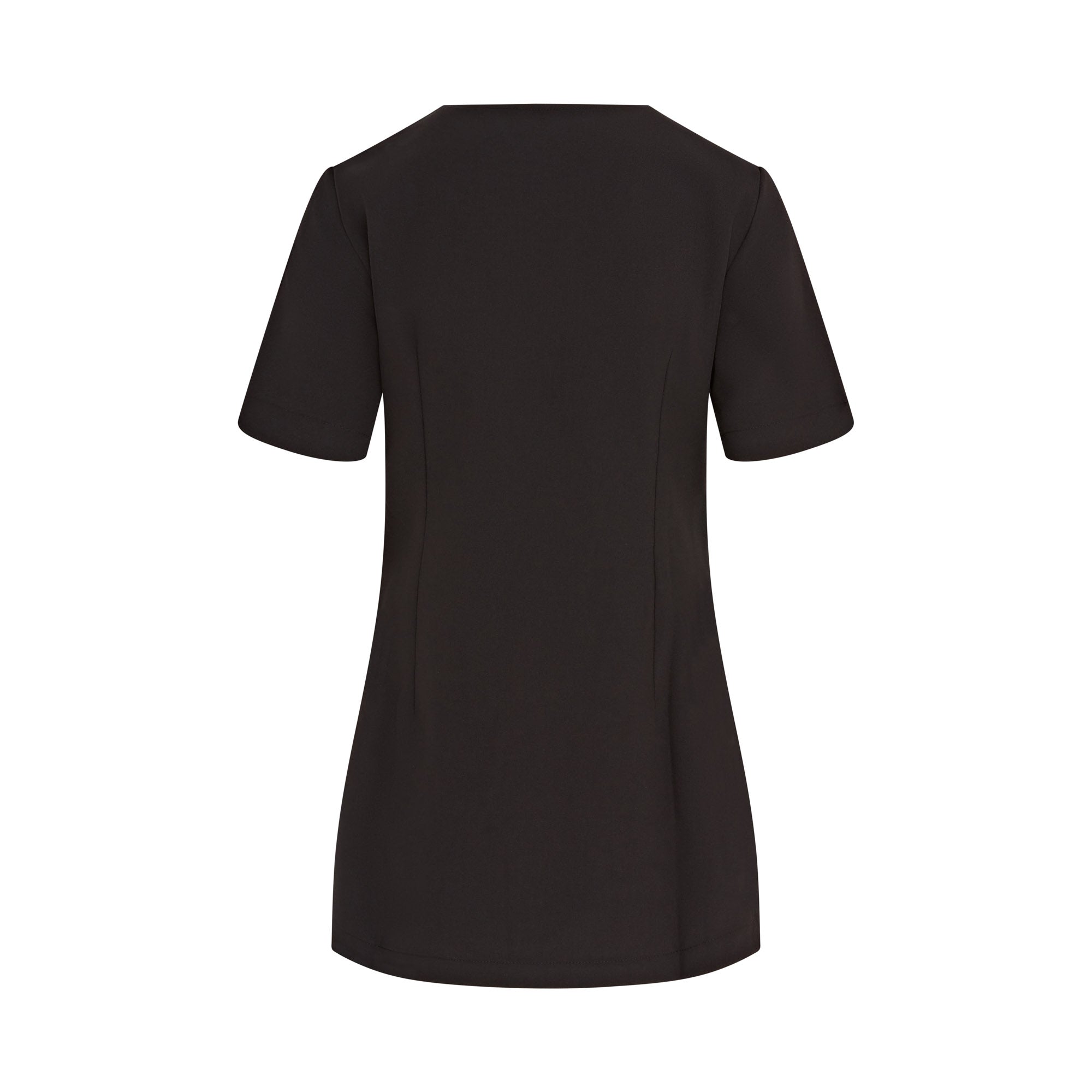 Clara Tunic soft twill with collar and lapel, wrap front, adjustable elastic waist, notch sleeves and side vents
