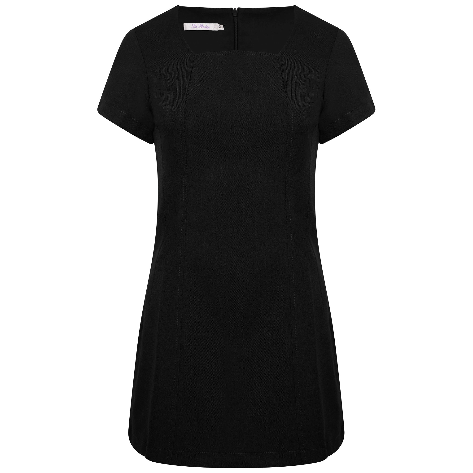 La Beeby Juliette Tunic with square neckline princess seams and rear zip in 100% polyester soft twill