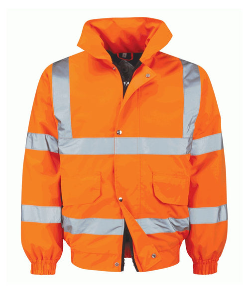 Balan Orange Bomber Jacket high visibility reflective tape concealed hood quilted lining 300D waterproof fabric RIS-3279-TOM