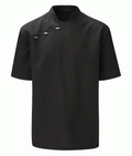 Men's Beauty Tunic short sleeves 100% polyester 175GSM cutaway mandarin collar asymmetric four-button front side vents