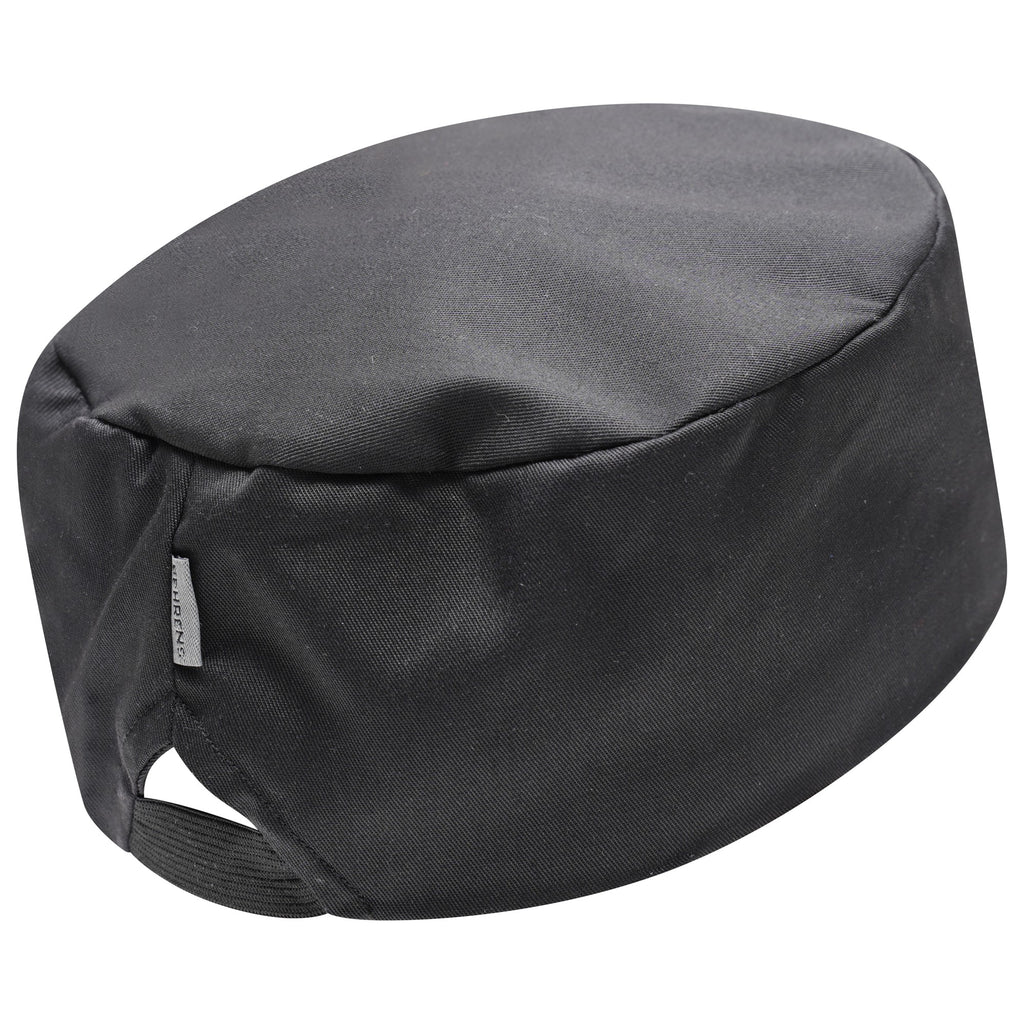 Behrens Chefs Skull Cap white 195g/m² polycotton close-fit skull style with elastic back sizes 2XS–4XL