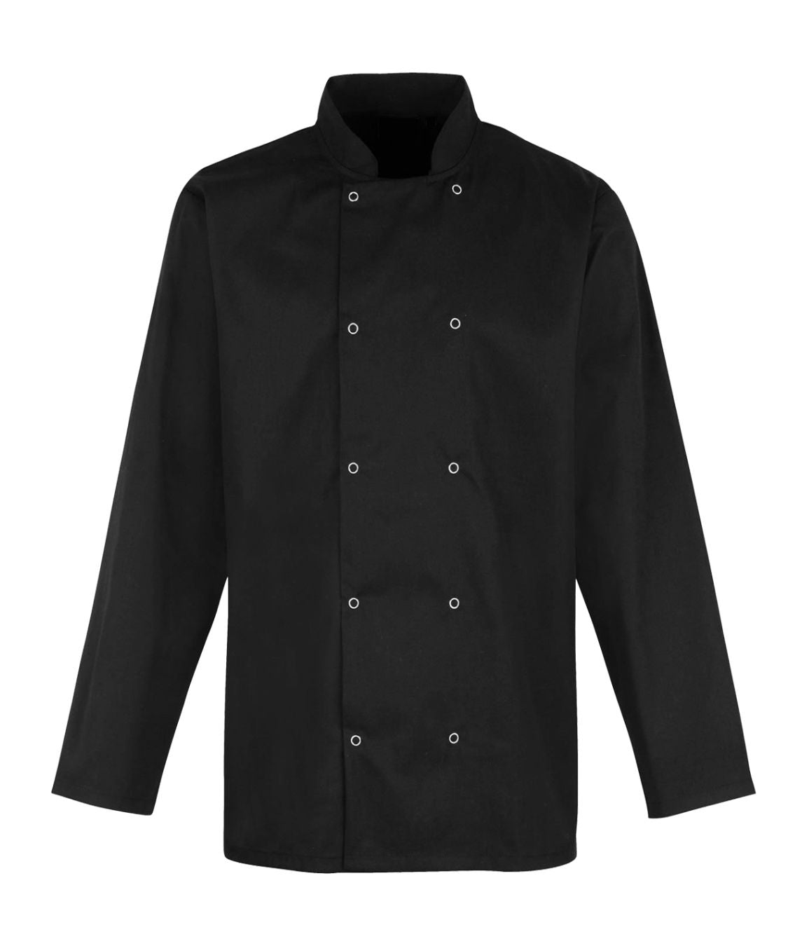 Chef's Jacket Unisex Long Sleeve 65/35 polyester cotton 195GSM cutaway mandarin collar metal stud fastening pen pocket