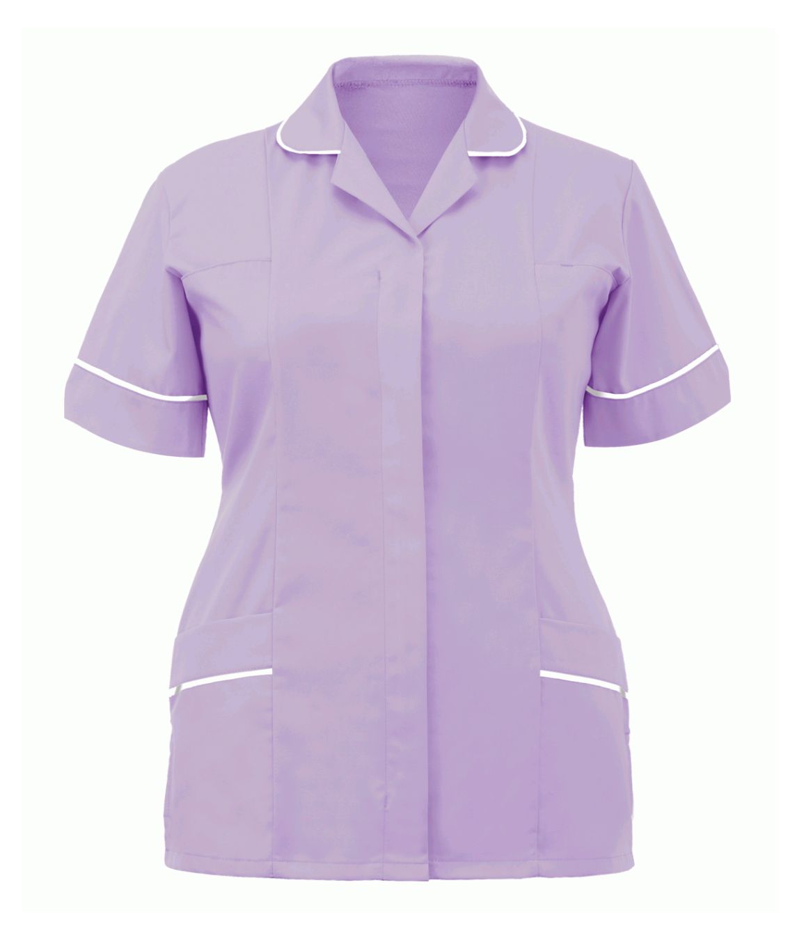 Classic Tunic Ladies Multi Colour 2 rounded revere collar contrast piping two chest pockets concealed zip side vents back action pleats