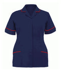 Classic Tunic Ladies Multi-Colour rounded revere collar contrast piping two lined chest pockets concealed front zip