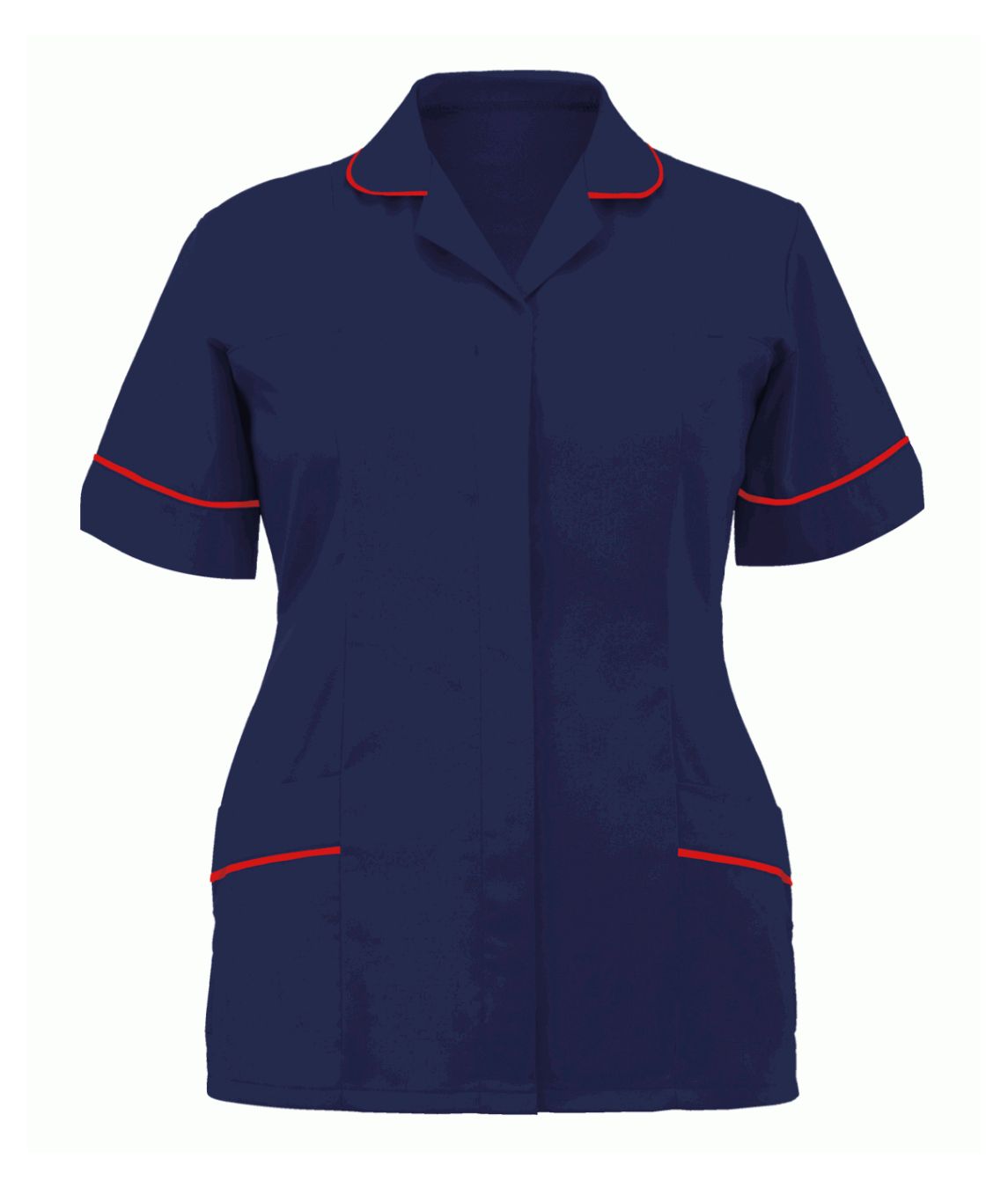 Classic Tunic Ladies Multi-Colour rounded revere collar contrast piping two lined chest pockets concealed front zip