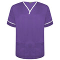Behrens Contrast Trim Smart Scrub Top unisex with crossover neckline contrast trim waterproof-lined pockets and action back