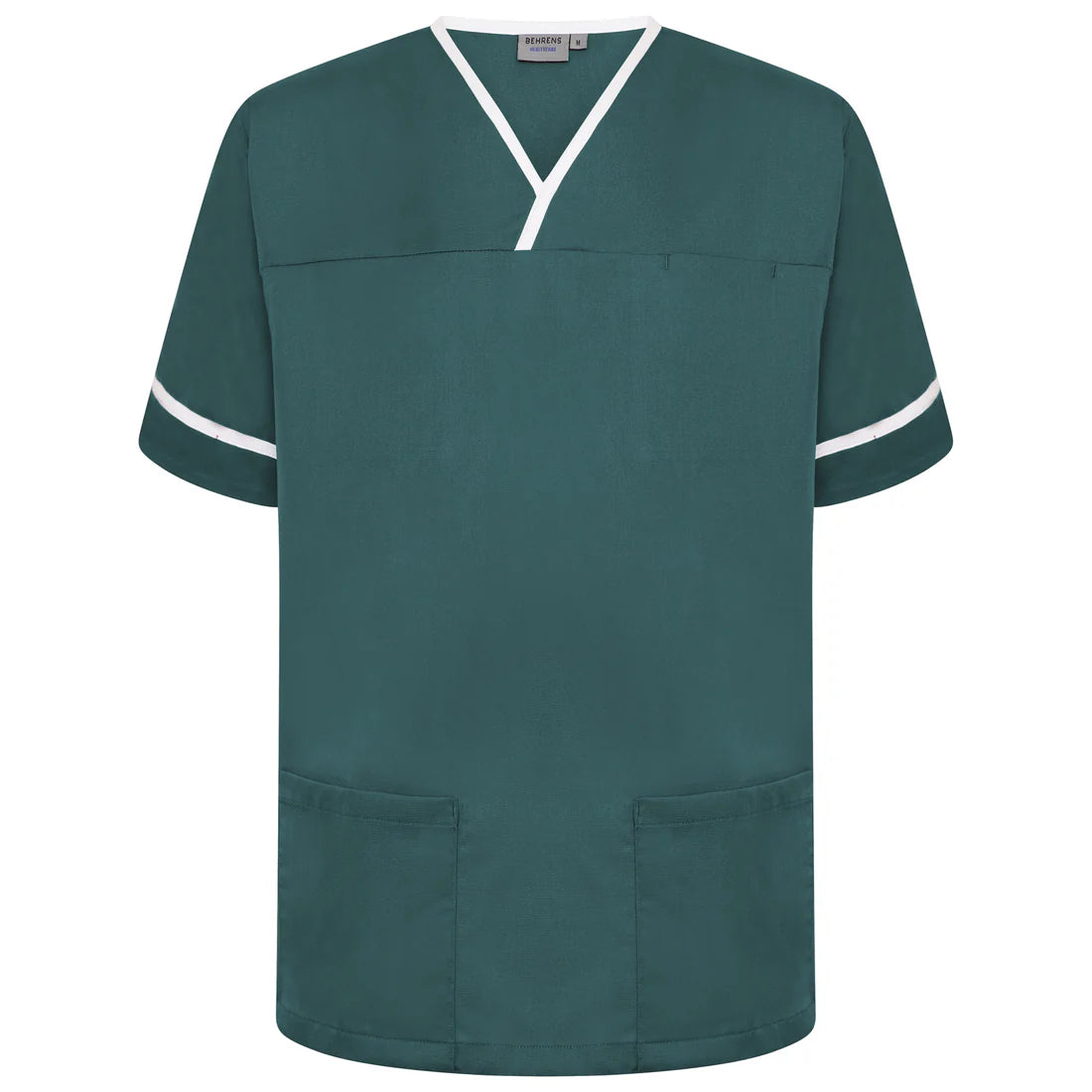 Behrens Contrast Trim Smart Scrub Top unisex with crossover neckline contrast trim action back side vents waterproof-lined pockets