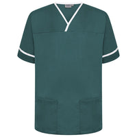 Contrast Trim Smart Scrub Top- BGWT