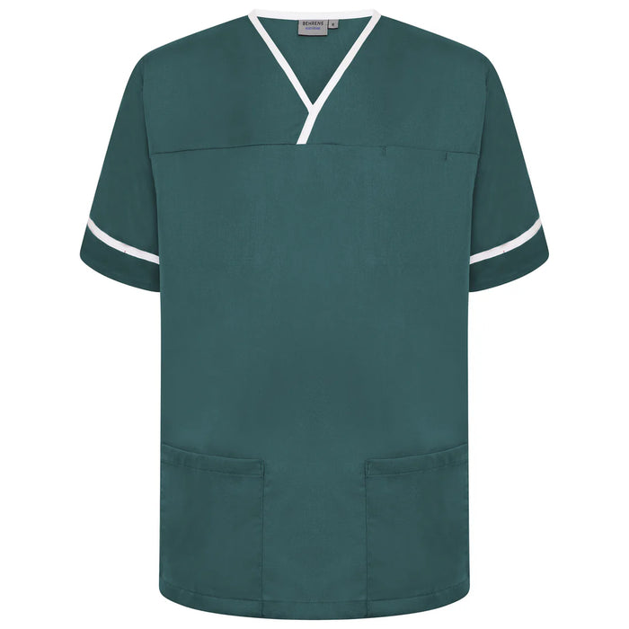 Contrast Trim Smart Scrub Top- BGWT