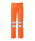 Delta Classic Hi Vis Short Leg work trouser polyester-cotton sewn reflective tape zip fly front slant pockets back jet pocket