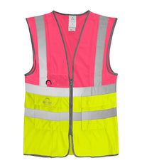 Dhow Hi-vis Two Tone Waistcoat | Pink / Yellow - Eg Clothing UK