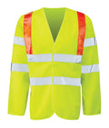Epee Jerkin hi-vis safety vest with red braces Velcro fastening 100% polyester certified EN ISO 20471 Class 3