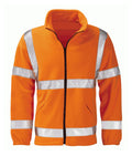 Gladiator Hi Vis Fleece Jacket Orange with sewn reflective tape full zip and hand warmer pockets EN ISO 20471 Class 3
