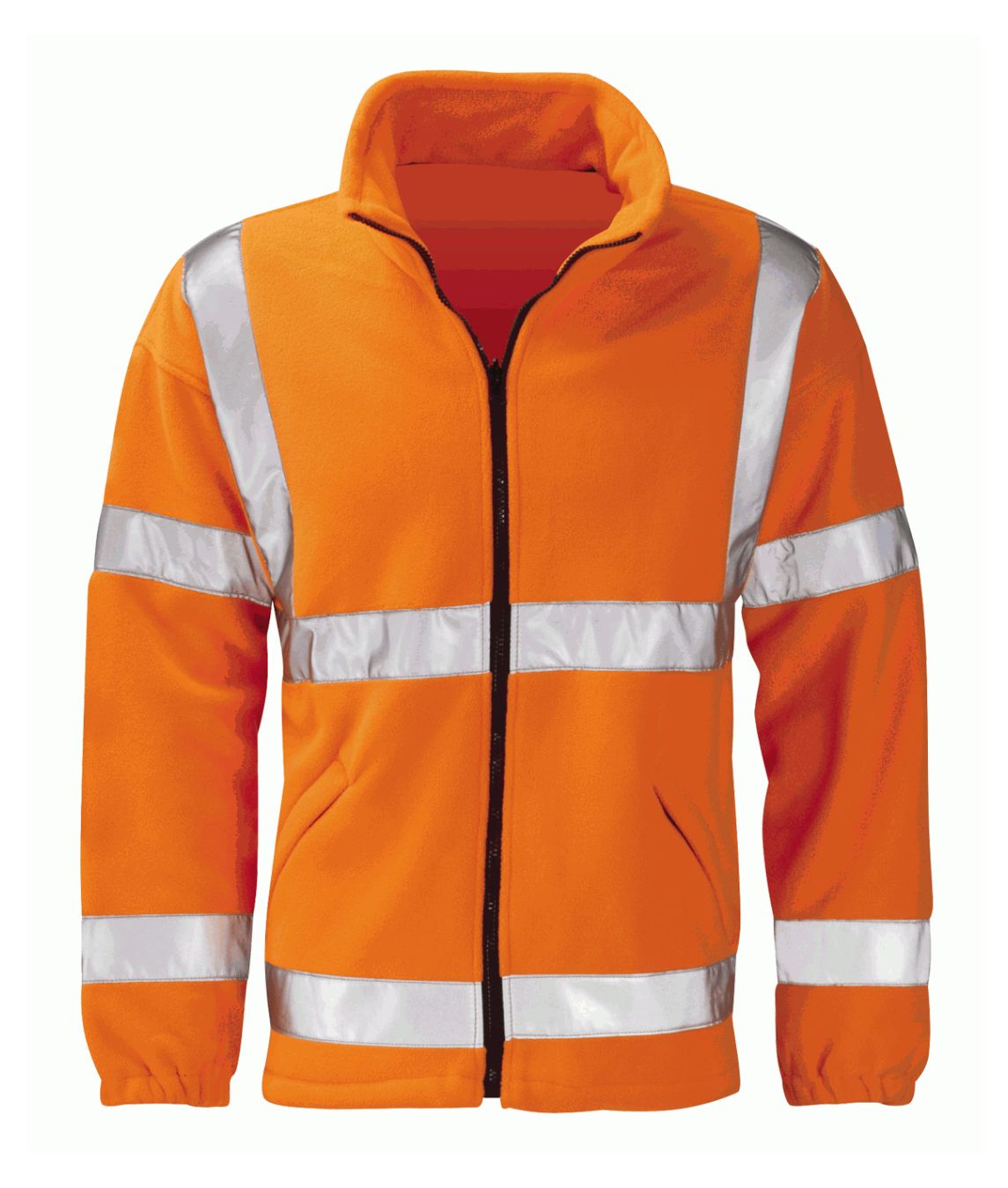 Gladiator Hi Vis Fleece Jacket Orange with sewn reflective tape full zip and hand warmer pockets EN ISO 20471 Class 3