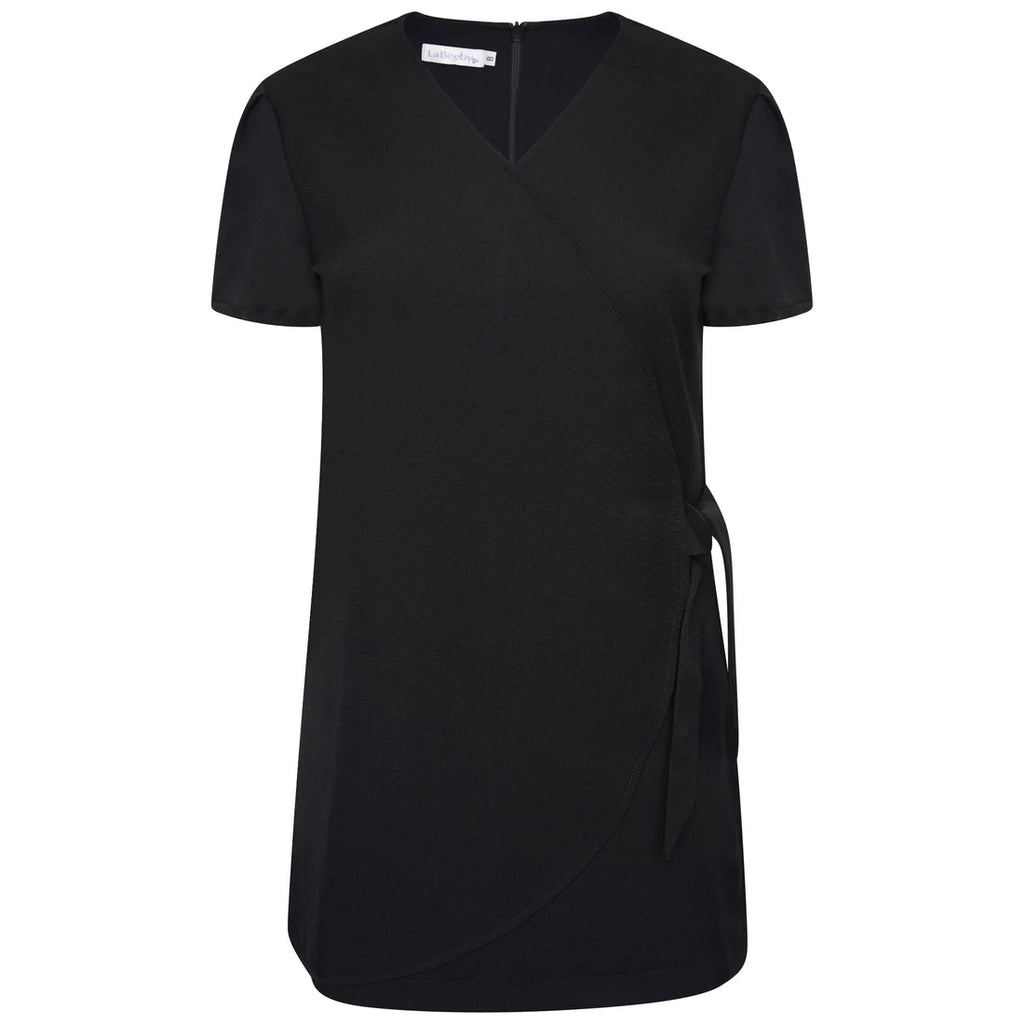 Behrens Gisele Tunic women's faux wrap with side tie pleat sleeves back zip 100% soft twill polyester