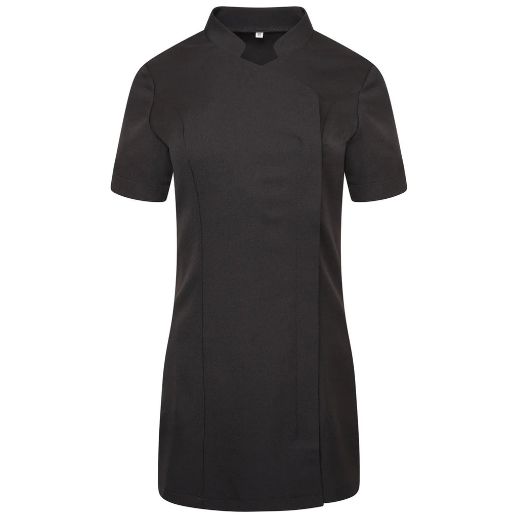 Behrens Lea Tunic women's asymmetrical 100% soft twill polyester concealed zip V-notch sleeves side seam vents