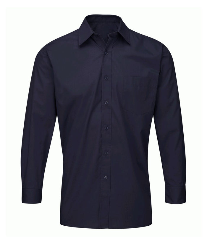 Men's-Deluxe-Long-Sleeve-Shirt | Navy - Eg Clothing UK