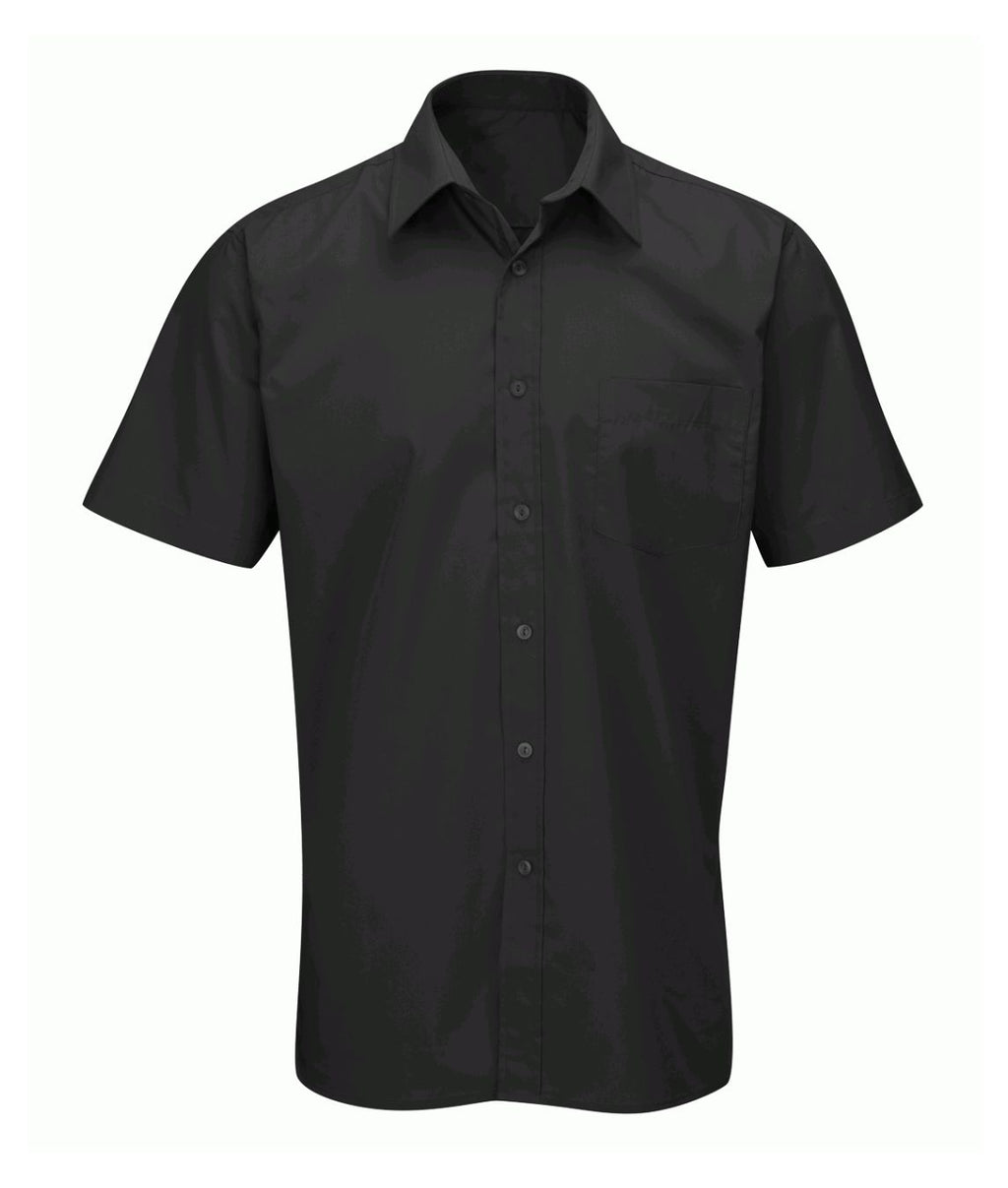 Men's Deluxe Short Sleeve Shirt cotton blend tailored fit classic collar chest pocket button front back yoke tucks