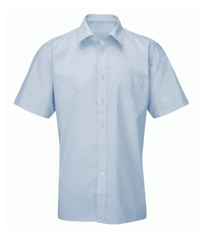 Men's-Deluxe-Short-Sleeve-Shirt | Mid Blue - Eg Clothing UK