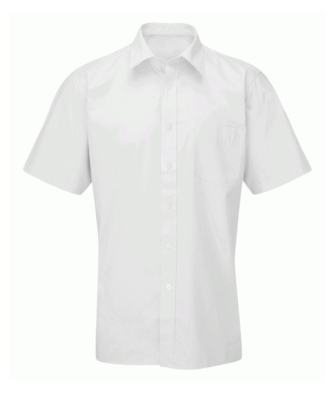 Men's Deluxe Short Sleeve Shirt white with classic collar chest pocket button cuffs and back tucks into yoke
