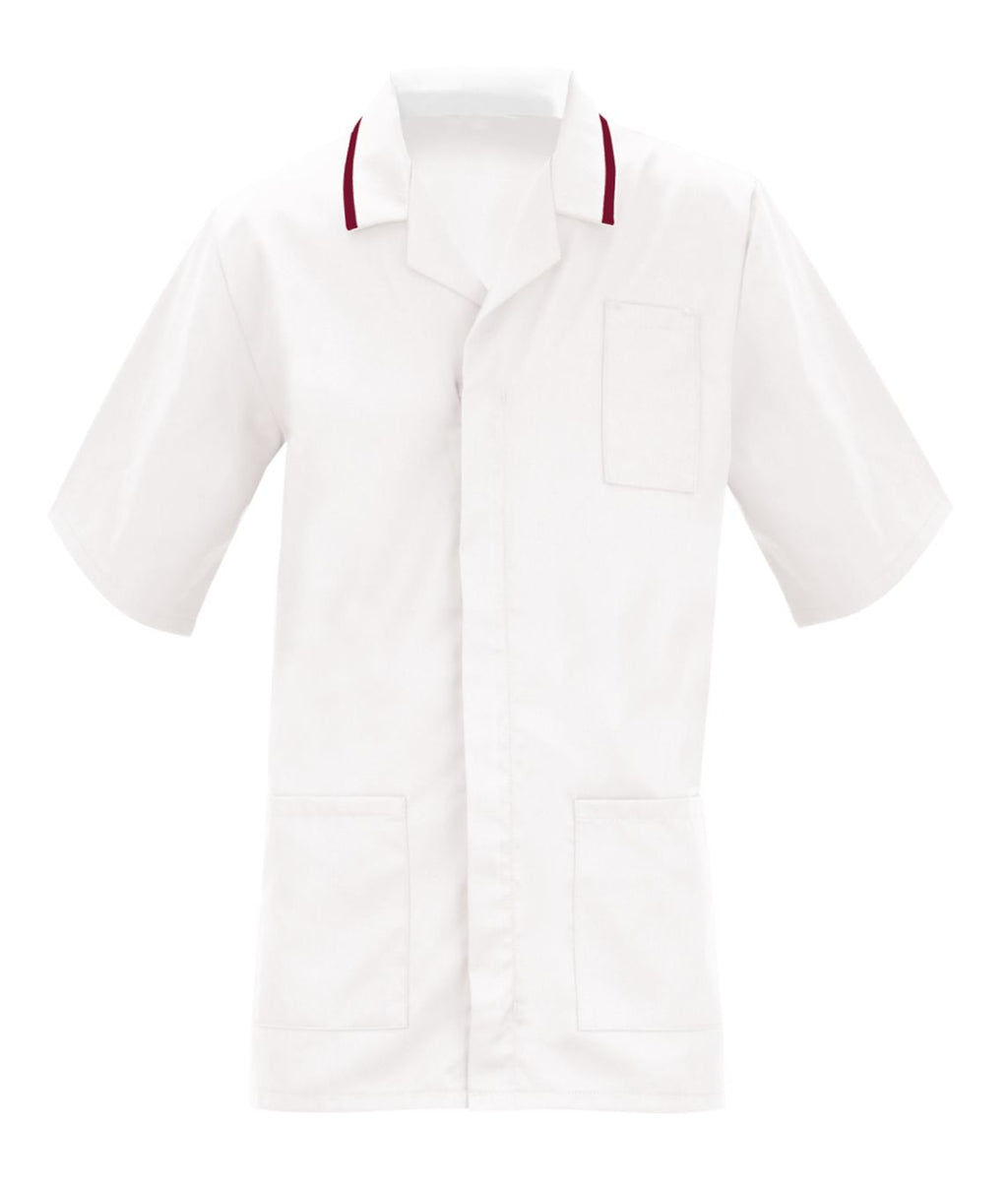 Men's Healthcare Tunic|Multi Color | White/Burgundy - Eg Clothing UK