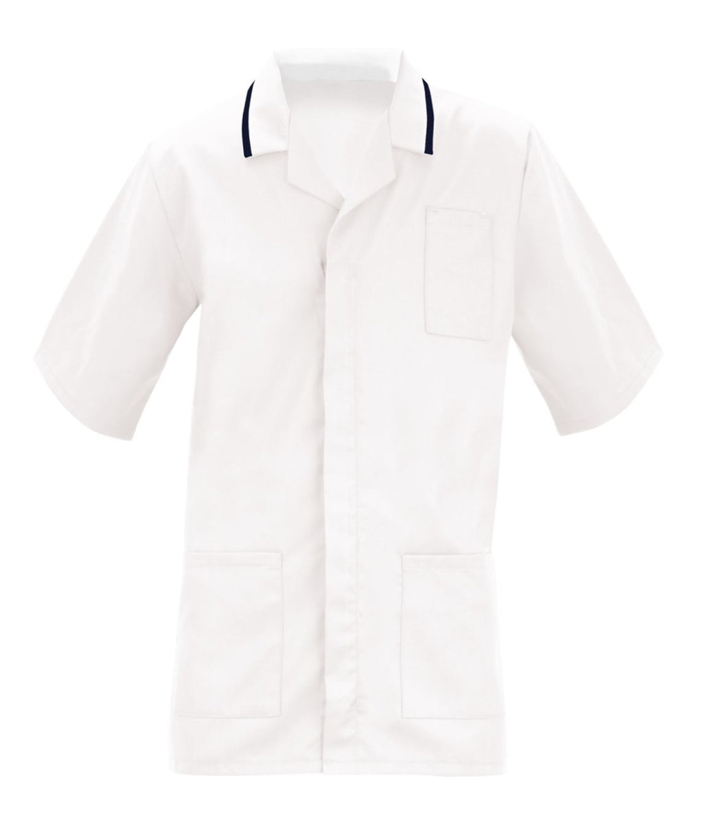 Men's Multi-Color Healthcare Tunic 65% polyester 35% cotton concealed zip short sleeve action back pleats chest pen pocket hip pockets