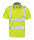 Mercury Hi Vis Polo Yellow with sewn reflective tape contrast collar three-button placket EN ISO 20471 Class 2