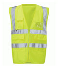 Milanese Executive Waistcoat Yellow zip front reflective tape lower pockets mobile phone ID pocket EN ISO 20471 Class 2