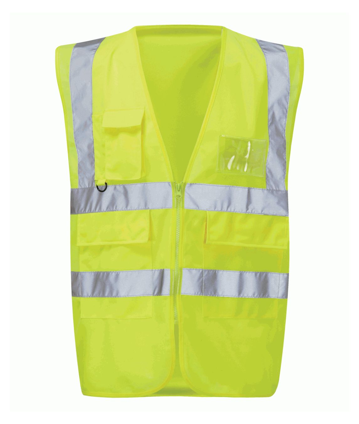 Milanese Executive Waistcoat Yellow zip front reflective tape lower pockets mobile phone ID pocket EN ISO 20471 Class 2