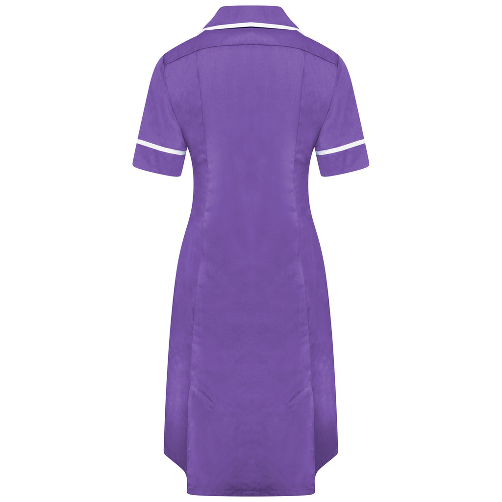 Behrens ladies healthcare dress round collar princess seams two breast pockets waterproof lining action back