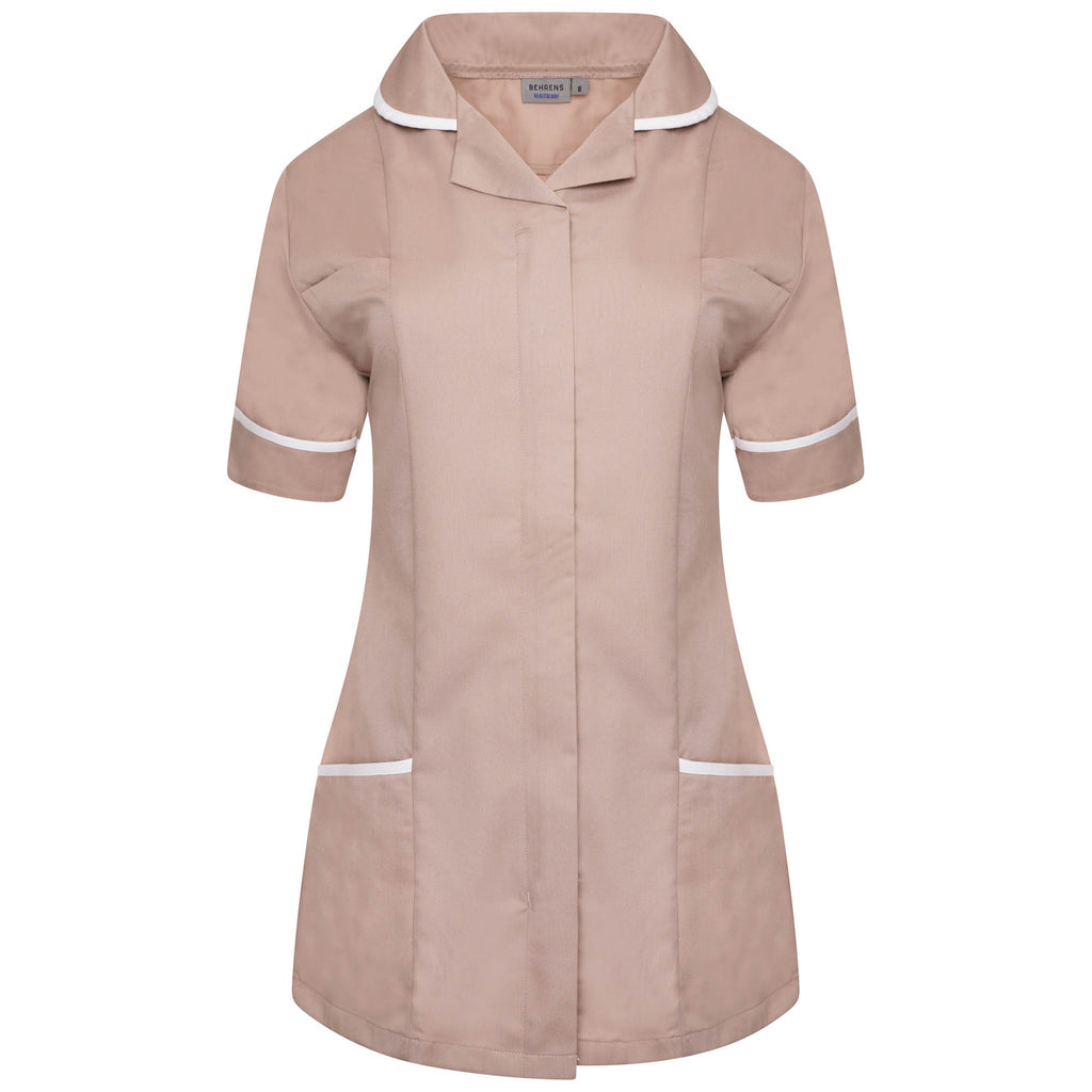 Behrens Ladies Tunic round collar 195gsm 65/35 polycotton concealed zip left breast pocket waterproof lining key loop