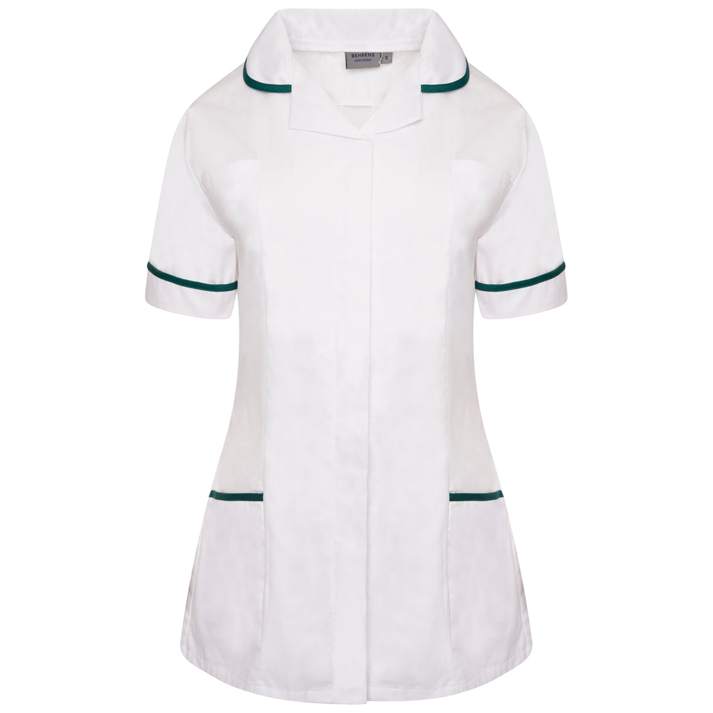 Behrens Ladies Tunic round collar showing concealed zip waterproof-lined left breast pocket hip pockets and action back