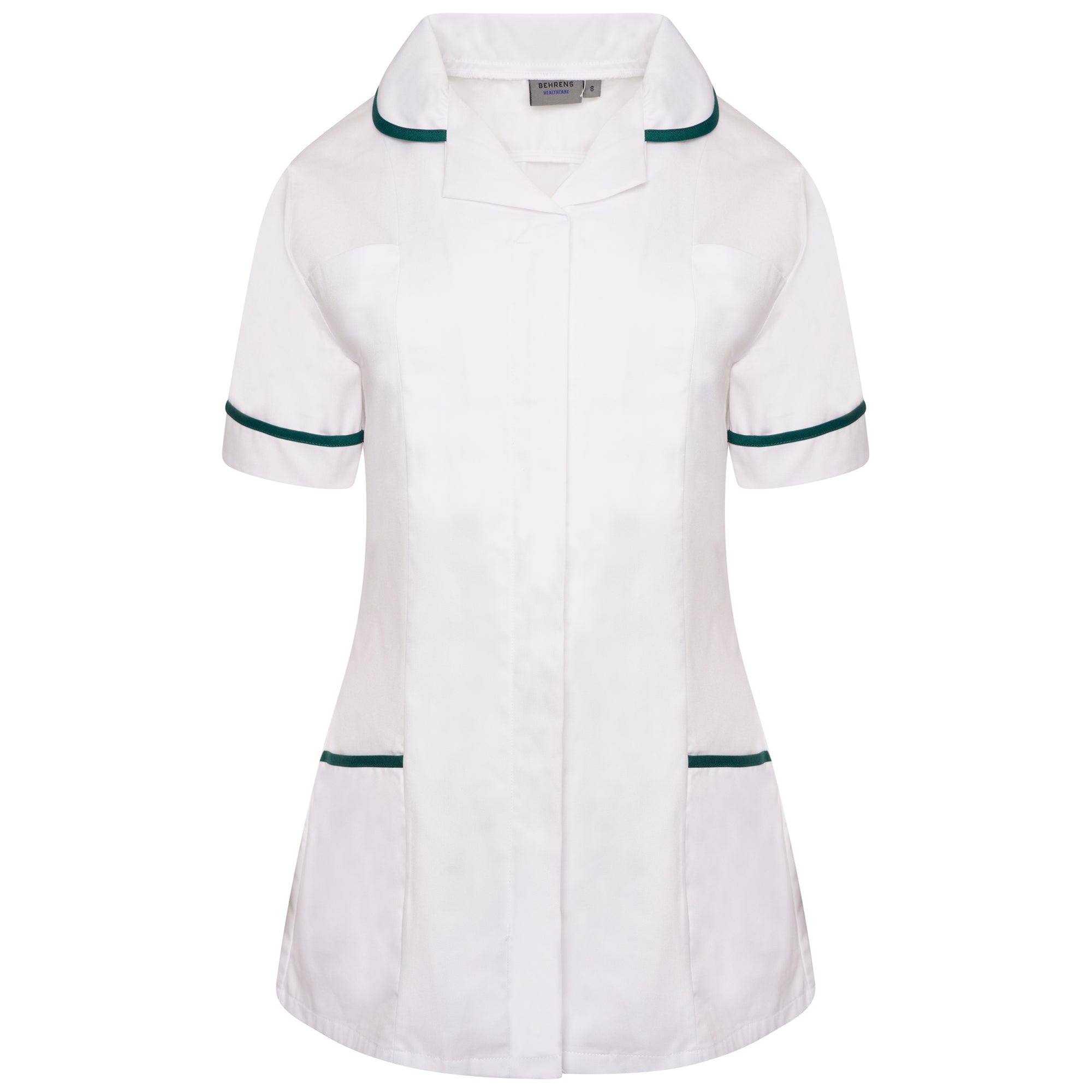 Behrens Ladies Tunic round collar showing concealed zip waterproof-lined left breast pocket hip pockets and action back