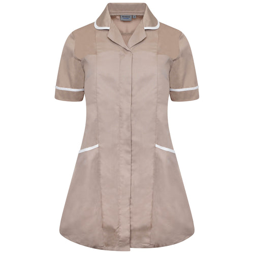 Behrens Ladies Professional Tunic white with princess seams round collar concealed zip action back and four pockets