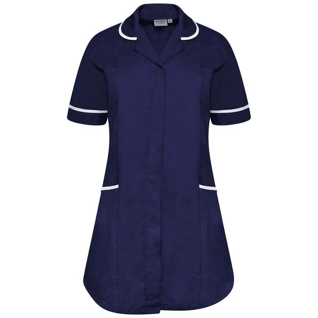 Behrens Ladies Relaxed Fit Tunic 195GSM poly-cotton concealed zip press-stud two breast and two lower pockets