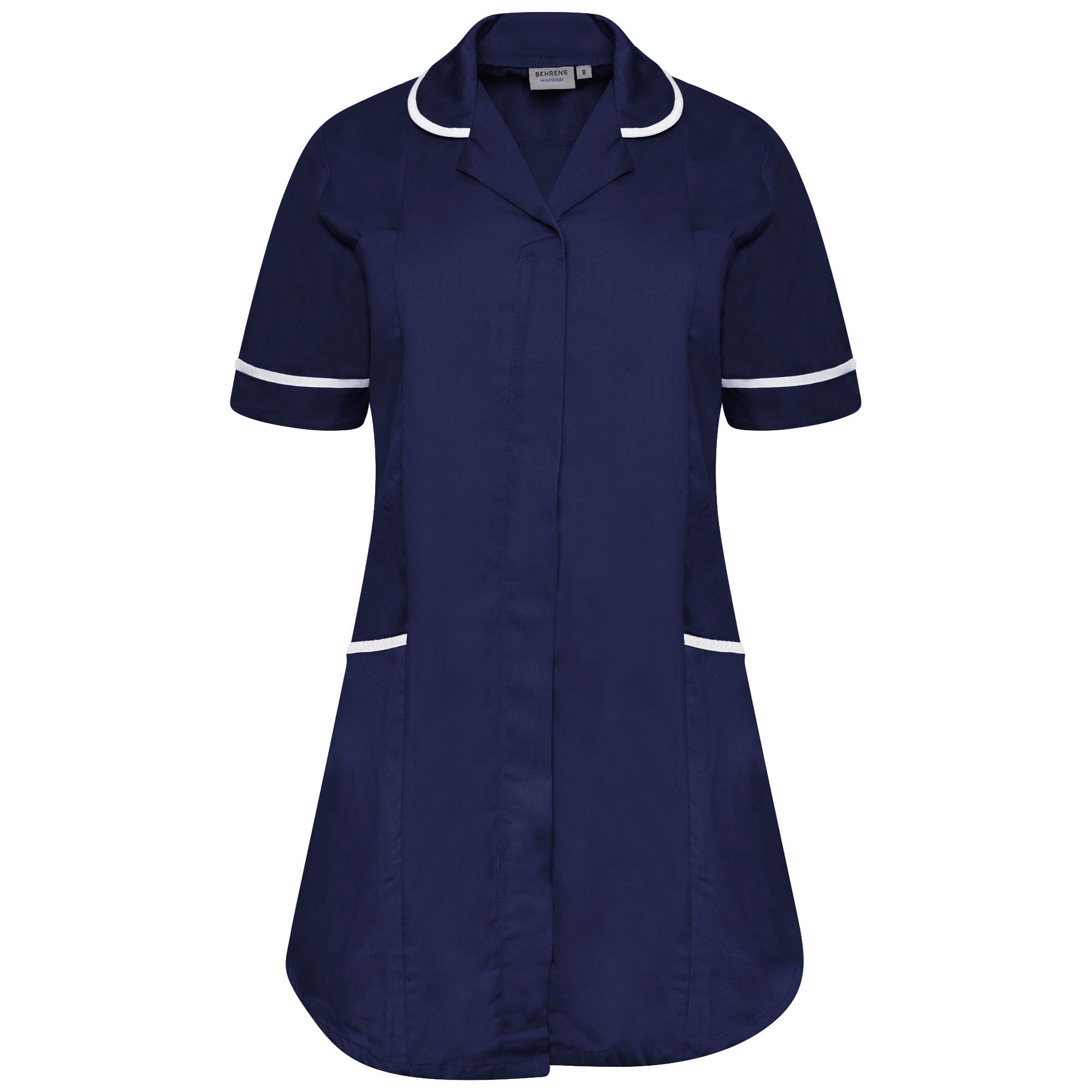 Behrens Ladies Relaxed Fit Tunic 195GSM poly-cotton concealed zip press-stud two breast and two lower pockets