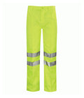 Omega Hi Vis Trouser Tall Leg yellow reflective tape 80% polyester 20% cotton slant pockets zip button fastening