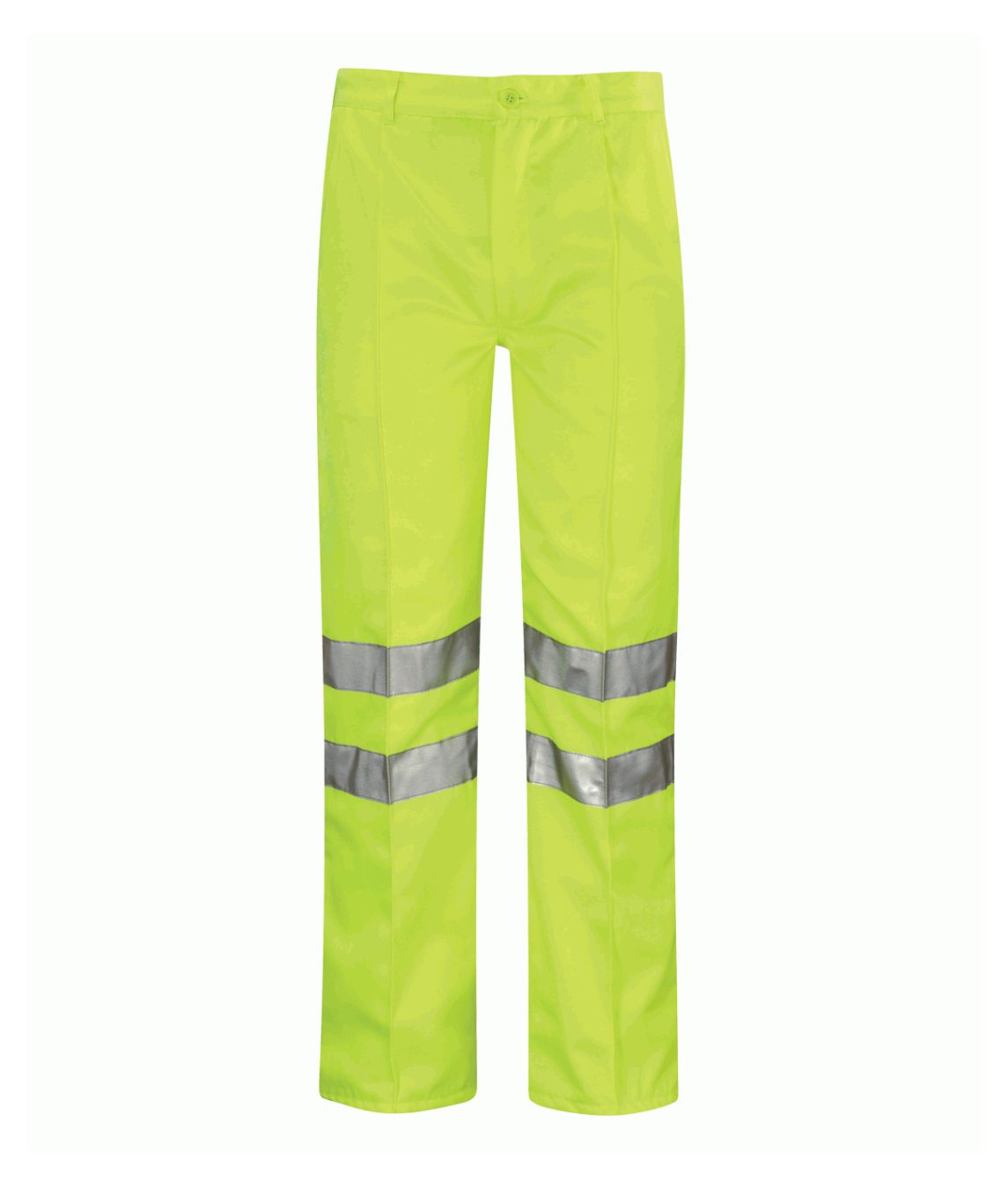 Omega Hi Vis Trouser Tall Leg yellow reflective tape 80% polyester 20% cotton slant pockets zip button fastening