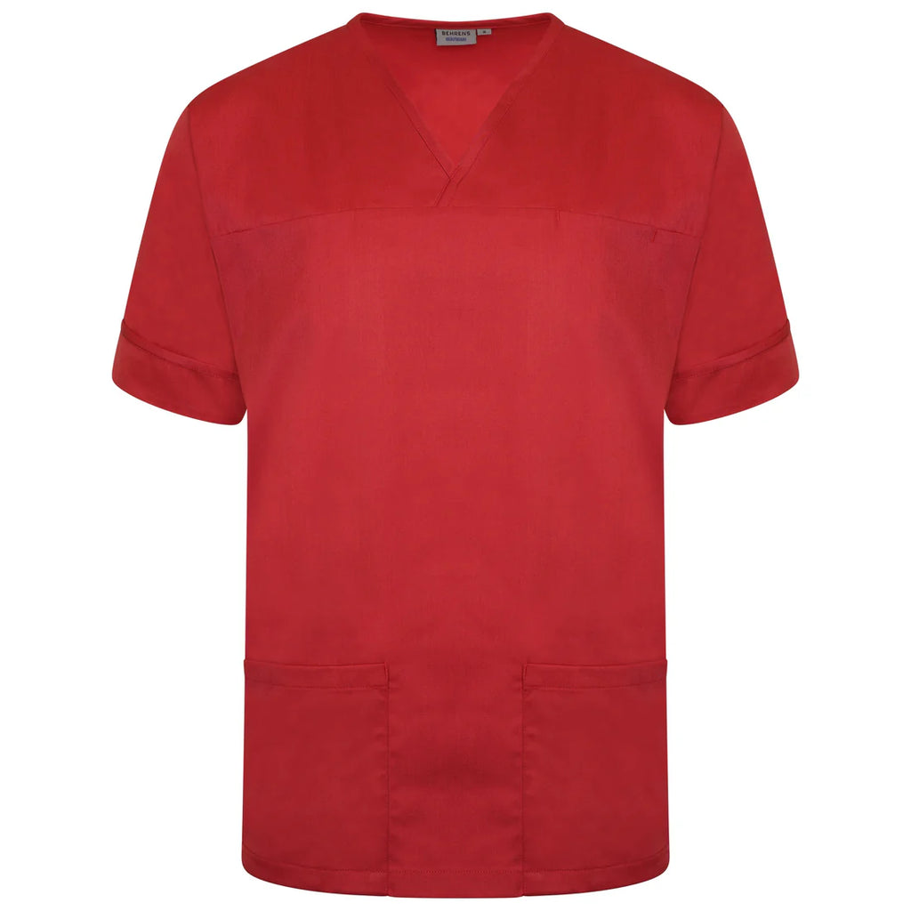 Red Plain Smart Scrub Top