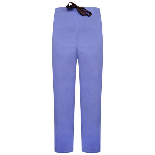 Behrens Reversible Scrub Trousers unisex showing 65/35 polycotton fabric adjustable drawstring waist colour-coded ties and rear patch pocket
