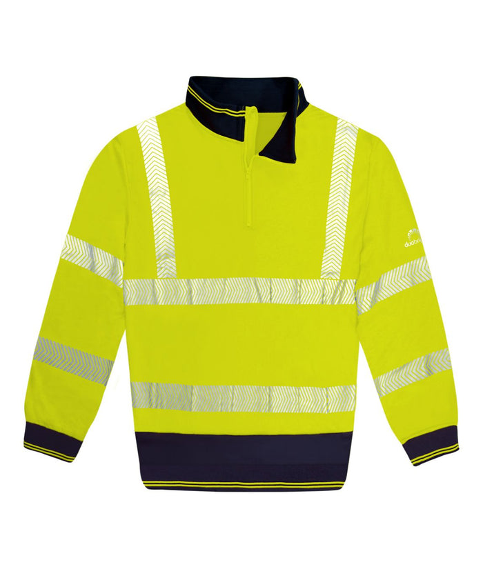 Schooner Hi-vis Two-tone 1/4 Zip Sweatshirt | Yellow / Navy - Eg Clothing UK