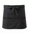 Short Apron Unisex with three open pockets herringbone tape ties 33cm length 65% polyester 35% cotton