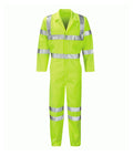 Sigma Hi-Vis coverall Reg Leg with sewn reflective tape elasticated waist zip front and chest slant and rule pockets